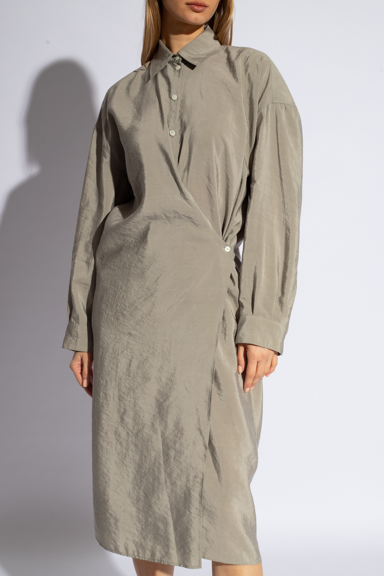 Flared Seam Dress | Grey Silk dress Lemaire